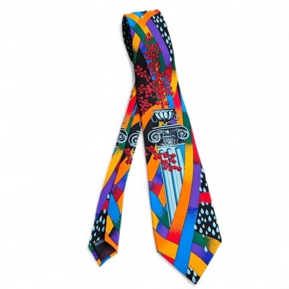 Vintage Rush Limbaugh Columns Bright Colorful Neck Tie Necktie Men's‎ All Silk